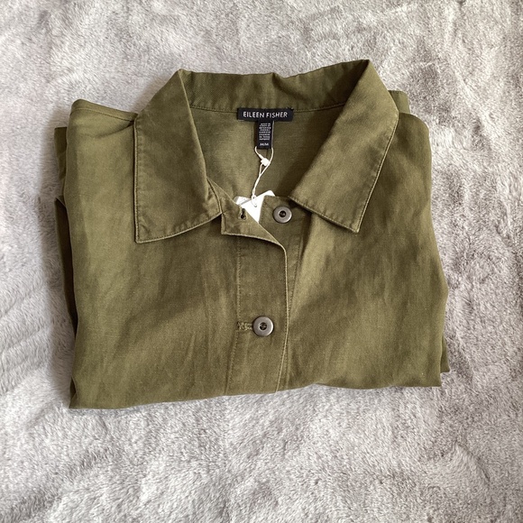 NWT Eileen Fisher crop linen jacket oversize size M - Picture 1 of 9